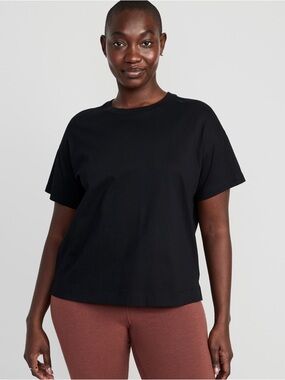🆕 Old Navy Women's Vintage Crew-Neck T-Shirt Short Sleeve Tee Black L 12-14